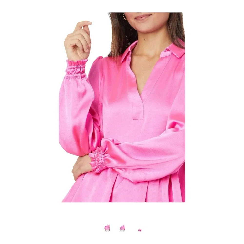 Lilly Pulitzer‎ Jaylene Dark Pink Party Puff Long Sleeve Jacquard Size 10